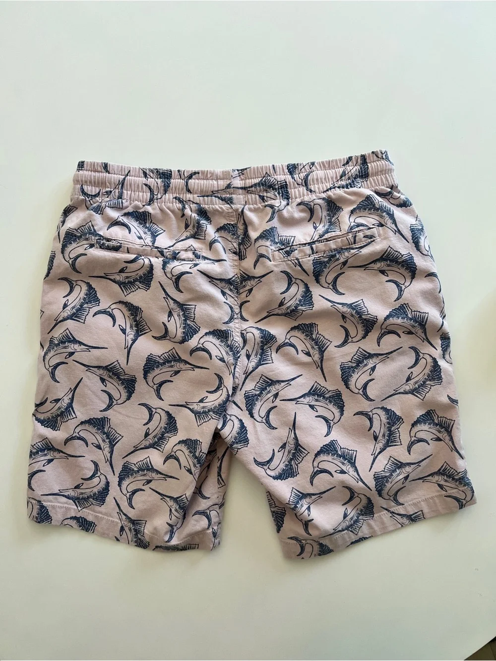 Old Navy Men’s Pink Shorts with Navy Marlin Print
